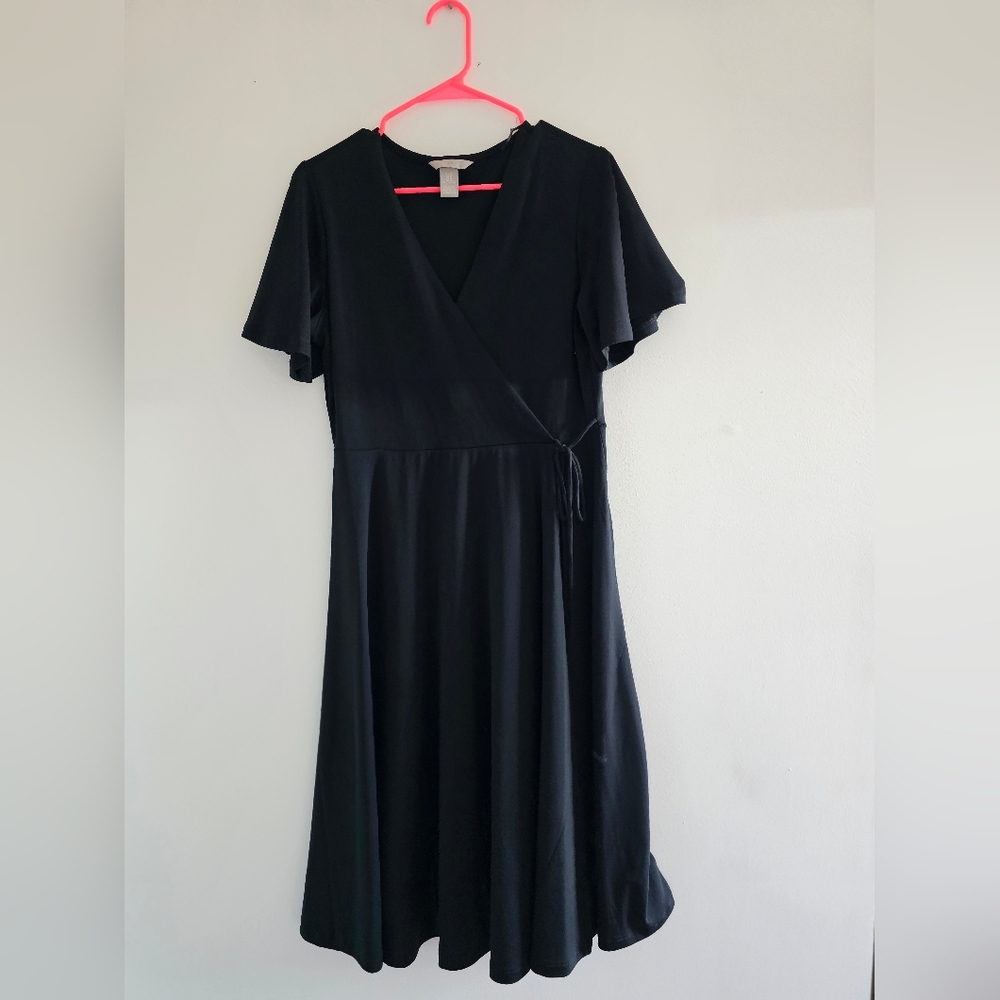 H&M Black Midi Wrap Dress